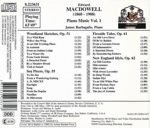 James Barbagallo - MacDowell: Piano Music, Vol. 1 (1993)