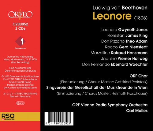 ORF Vienna Radio Symphony Orchestra, James King, Dame Gwyneth Jones, Carl Melles - Beethoven: Leonore, Op. 72 (1805 Version) [Live] (2021) [Hi-Res]