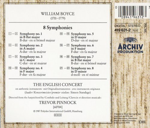 Trevor Pinnock, The English Concert - William Boyce: 8 Symphonies (1987)