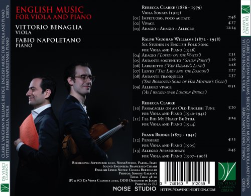 Vittorio Benaglia, Fabio Napoletano - Rebecca Clarke, Ralph Vaughan Williams, Frank Bridge: English Music for Viola and Piano (2021)