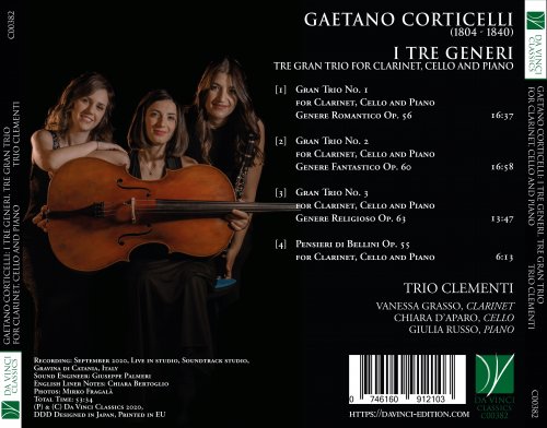 Vanessa Grasso - Corticelli: I tre generi, Tre gran trio for Clarinet, Cello and Piano - Pensieri di Bellini Op. 55 (2021)