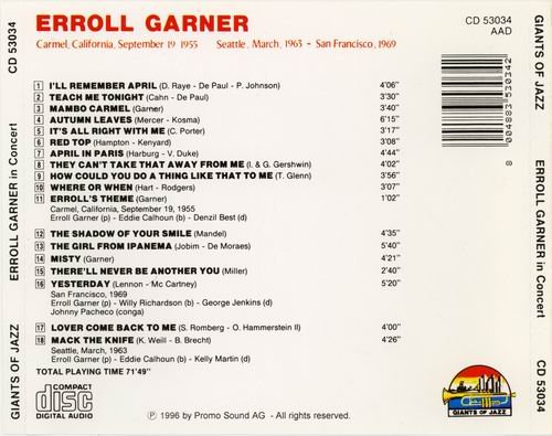 Erroll Garner - Immortal Concerts (1988)