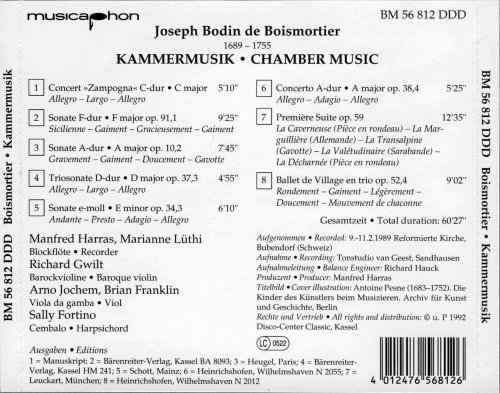 Manfred Harras, Marianne Luthi, Richard Gwilt, Arno Jochem, Brian Franklin, Sally Fortino - Boismortier: Kammermusik / Chamber music (1992)