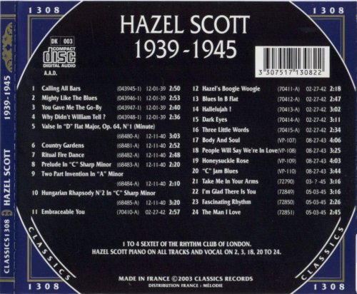 Hazel Scott - 1939-1945 {The Chronological Classics, 1308} (2003)
