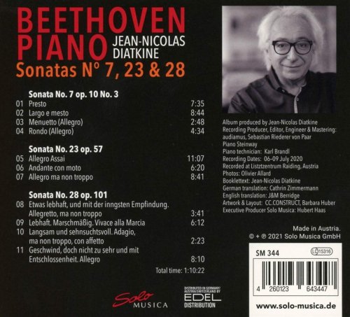 Jean-Nicolas Diatkine - Beethoven: Piano Sonatas Nos. 7, 23 & 28 (2021) [Hi-Res]