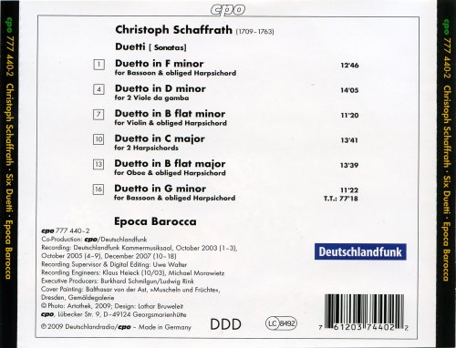 Epoca Barocca - Christoph Schaffrath: Six Sonatas (2009)