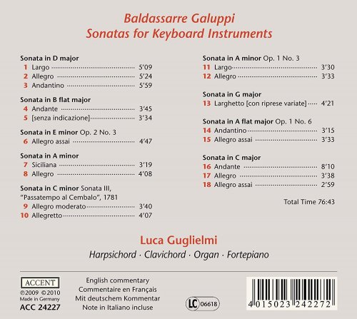 Luca Guglielmi - Galuppi: Sonatas for Keyboard Instruments (2010)