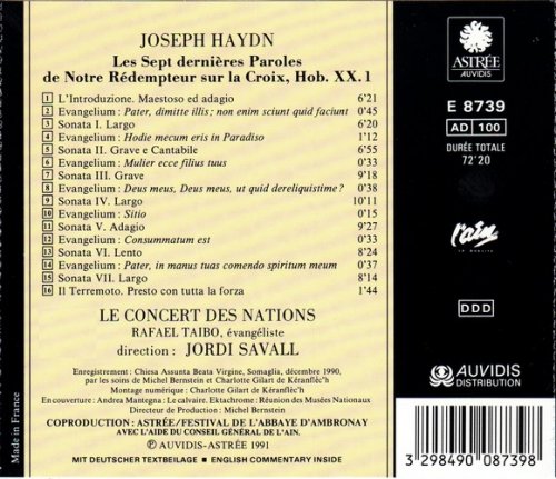 Les Concerts des Nations, Jordi Savall - Haydn: Les Sept dernieres Paroles de Notre Redempteur sur la Croix (1991) CD-Rip