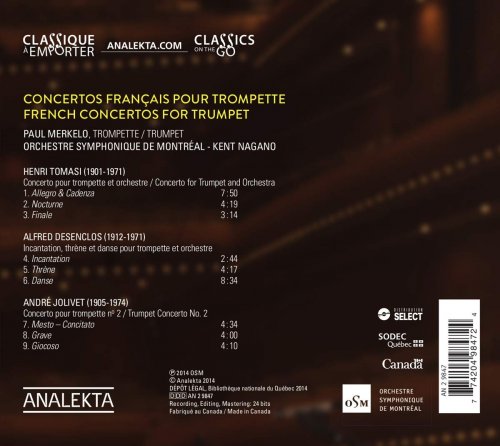 Paul Merkelo, Kent Nagano, Orchestre symphonique de Montréal - Tomasi, Desenclos, Jolivet: French Trumpet Concertos (2015) [Hi-Res]