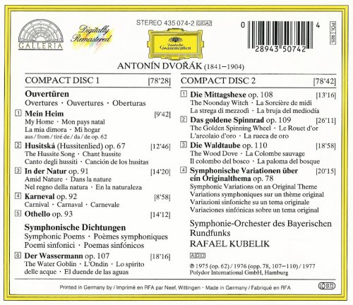 Rafael Kubelik - Dvořák: Overtures, Symphonic Poems, Symphonic Variations (1992) CD-Rip