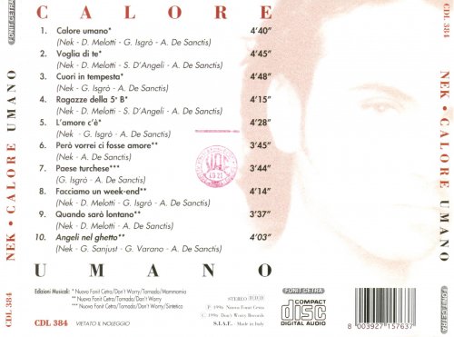 Nek - Calore Umano (1996) CD-Rip