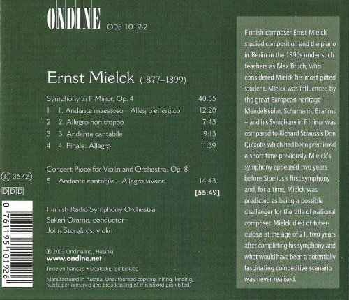 John Storgårds, Sakari Oramo - Ernst Mielck: Symphony, Concert Piece for Violin and Orchestra (2003) CD-Rip
