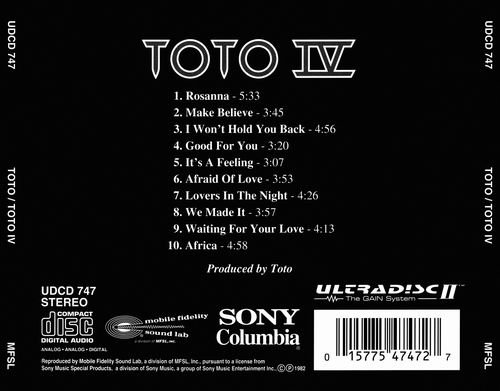 Toto - Toto IV (1982) {MFSL UDCD 747} CD Rip