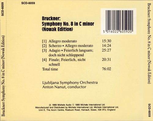 Anton Nanut, Ljubljana Symphony Orchestra - Bruckner: Symphony No. 8 (1989)