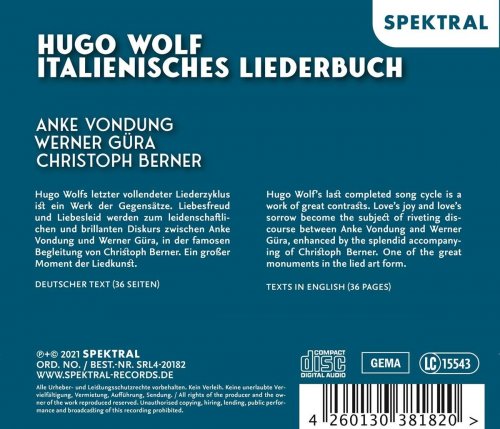 Anke Vondung, Werner Güra, Christoph Berner - Hugo Wolf - Italienisches Liederbuch (2021) [Hi-Res]