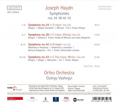 Orfeo Orchestra - Haydn: Symphonies Nos. 24, 30, 42 & 43 (2021)