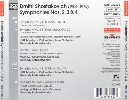 Gennadi Rozhdestvensky - Shostakovich: Symphonies Nos. 2, 3, 4, Hamlet Suite (1999)