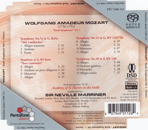 Sir Neville Marriner - W.A. Mozart: Youth Symphonies Vol. 1 (2003) [SACD]