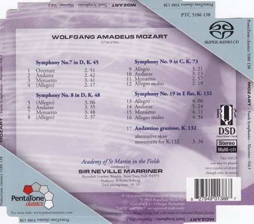 Sir Neville Marriner - W.A. Mozart: Youth Symphonies Vol. 3 (1974) [2005 SACD]