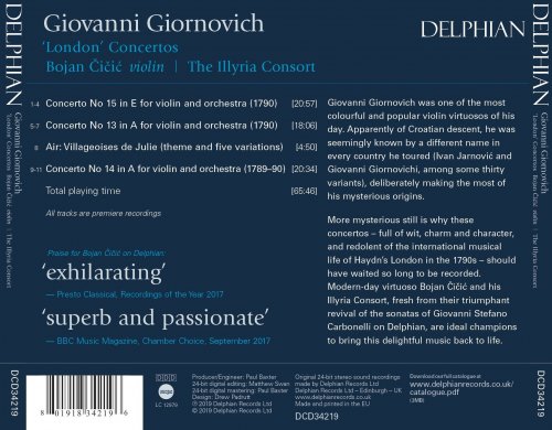 Bojan Čičić & The Illyria Consort - Giovanni Giornovich: 'London' Concertos (2019) [Hi-Res]
