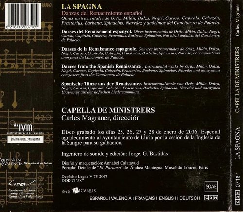 Capella de Ministrers, Carles Magraner - La Spagna: Danzas del Renacimiento Español (2007) CD-Rip