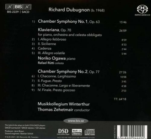 Noriko Ogawa, Musikkollegium Winterthur & Thomas Zehetmair - Richard Dubugnon: Klavieriana, Op. 70 & Chamber Symphonies Nos. 1 & 2 (2021) [Hi-Res]