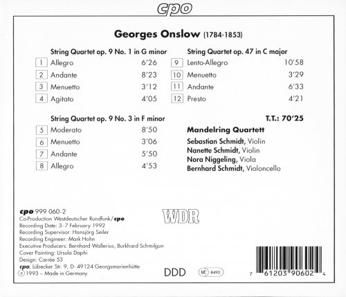 Mandelring Quartett - Onslow: String quartets, Vol. 1 (1993) CD-Rip