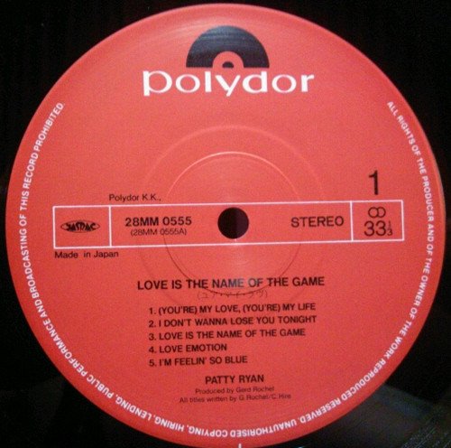 Patty Ryan - Love Is The Name Of The Game (1987) LP
