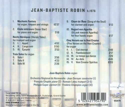 Jean-Baptiste Robin, Orchestre Régional de Normandie, Jean Deroyer - Fantaisie Mécanique: Music with organ (2017) [Hi-Res]