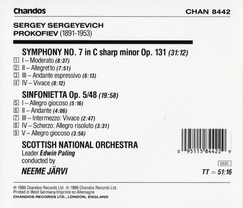 Scottish National Orchestra, Neeme Järvi - Prokofiev: Symphony No. 7, Sinfonietta (1986) CD-Rip