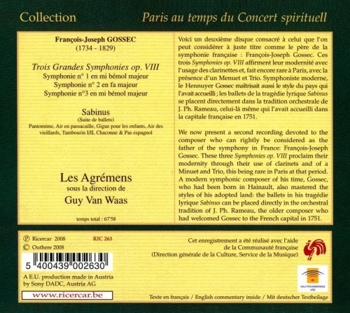 Les Agrémens, Guy Van Waas - François-Joseph Gossec: Symphonies Oeuvre VIII (2007)