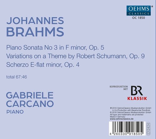 Gabriele Carcano - Brahms: Piano Works (2016)