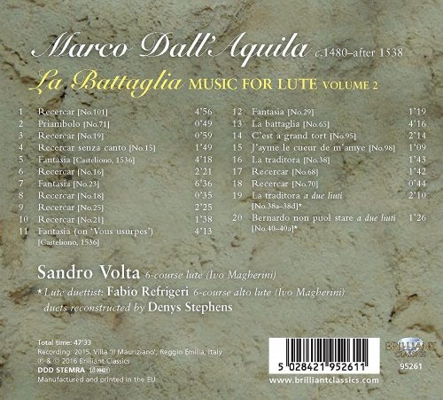 Sandro Volta - Marco Dall'Aquila: La Battaglia Music for Lute, Vol. 2 (2016)