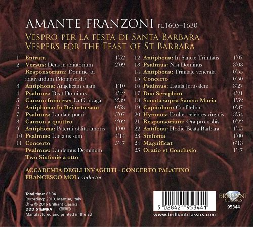 Accademia Degli Invaghiti, Concerto Palatino, Francesco Moi - Franzoni: Vespro per la festa di Santa Barbara (2016)