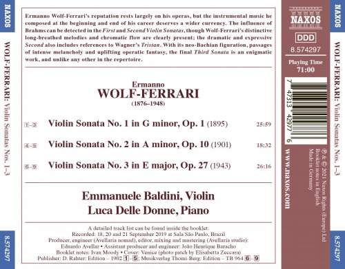 Emmanuele Baldini & Luca Delle Donne - Wolf-Ferrari: Violin Sonatas Nos. 1-3 (2021) [Hi-Res]