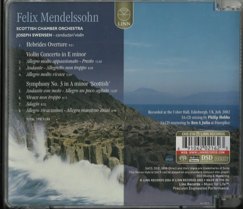 Scottish Chamber Orchestra, Joseph Swenson - Mendelssohn: Violin Concerto & Symphony No. 3 (2002) [SACD]