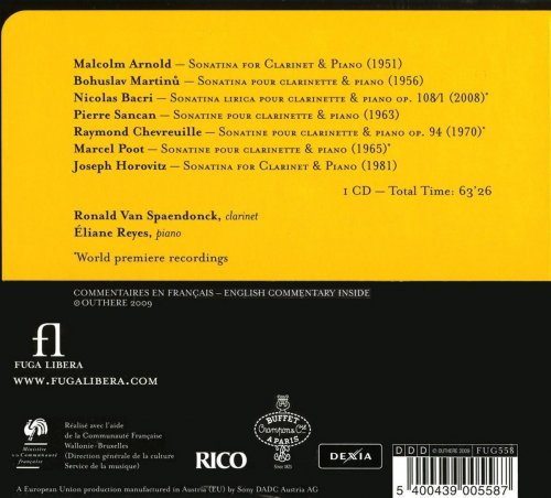 Ronald Van Spaendonck & Éliane Reyes - Arnold, Bacri, Chevreuille, Horovitz, Martinu, Poot & Sancan: Sonatinas for Clarinet & Piano (2009)
