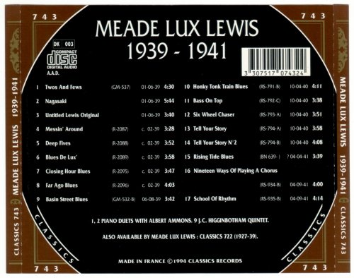 Meade Lux Lewis - The Chronological Classics: 1939-1941 (1994)