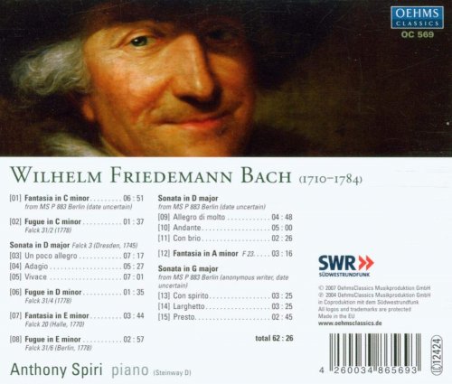 Anthony Spiri - W.F. Bach: 3 Fantasias, Fugues & Sonatas (2016)