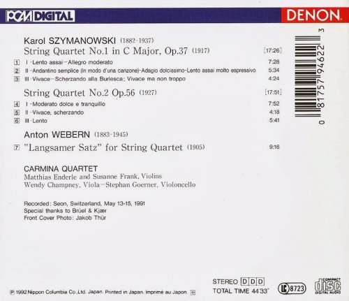 Carmina Quartet - Szymanowski: String Quartets Nos. 1 & 2 (1992) CD-Rip