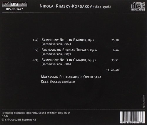 Malaysian Symphony Orchestra, Kees Bakels - Rimsky Korsakov: Symphonies Nos. 1 & 3 and Fantasia on Serbian Themes (2005) [Hi-Res]