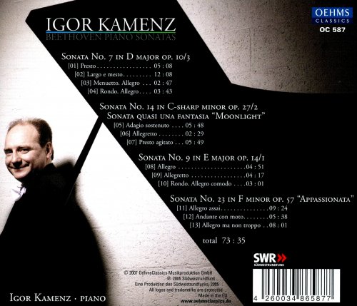 Igor Kamenz - Beethoven: Piano Sonatas Nos. 7, 9, 14 "Moonlight" & 23 "Appassionata" (2016)