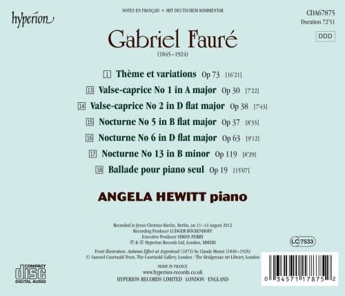 Angela Hewitt - Gabriel Faure: Piano Music (2013)