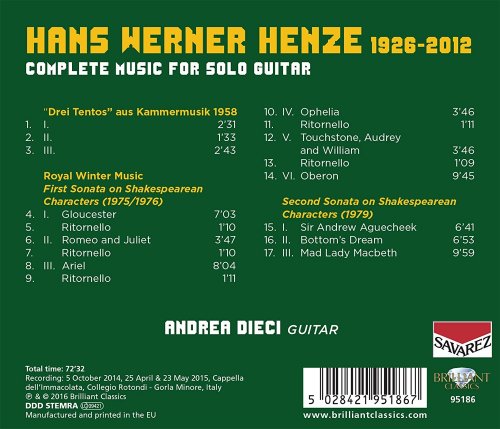 Andrea Dieci - Henze: Complete Music for Solo Guitar (2016)