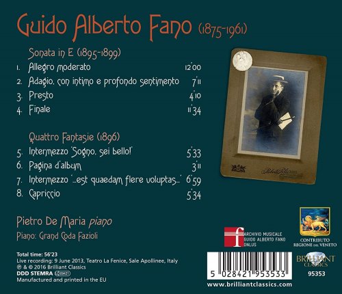 Pietro De Maria - Fano: Piano Sonata in E, Quattro Fantasie (2016)