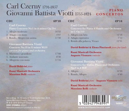 Rami Musicali Orchestra, Massimo Belli & David Boldrini - Czerny & Viotti: Piano Concertos (2016)