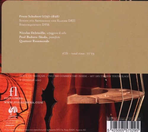 Nicolas Deletaille, Paul Badura-Skoda, Quatuor Rosamonde - Schubert: Sonate für Arpeggione und Klavier D. 821 & Streichquintett D. 956 (2008)