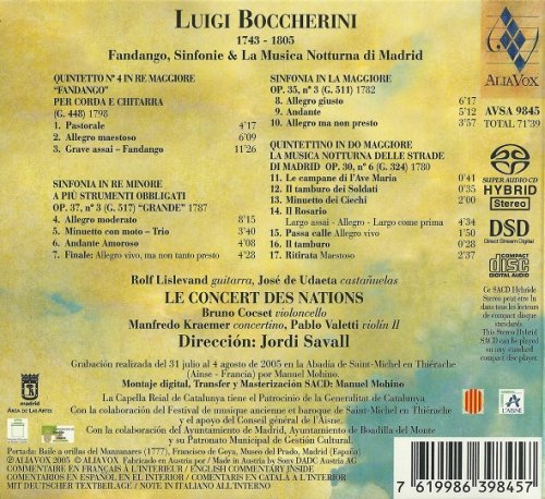 Jordi Savall, Le Concert des Nations - Luigi Boccherini: Fandango, Sinfonie & Musica Notturna di Madrid (2005) [SACD]