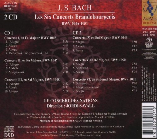 Jordi Savall, Le Concert des Nations - J.S. Bach: Les Six Concerts Brandebourgeois (2010) [SACD]