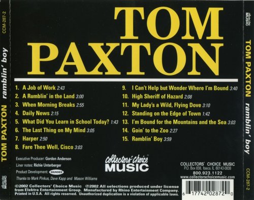 Tom Paxton - Ramblin' Boy (Reissue) (1964/2002) Flac CD Rip